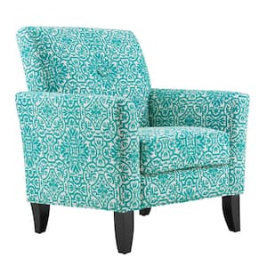 Alex Turquoise Green Damask Arm Chair