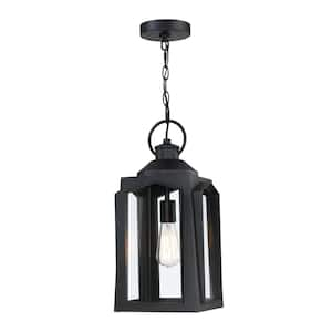 8.98 in. Black 1-Light Industrial Pendant Light with Adjustable Height