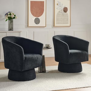 Eduard Lucy Black Modern Swivel Barrel Chair Set of 2
