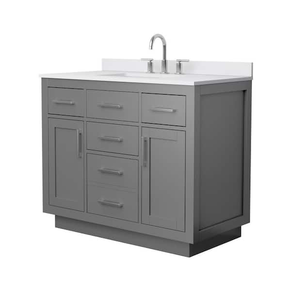 Beckett TK 42 in. Single Freestanding Dark Gray Bath Vanity with White Cultured Marble Top
