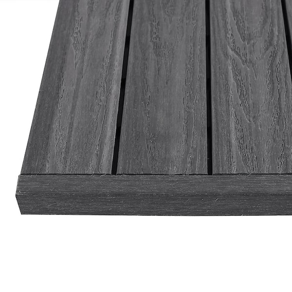 NewTechWood 1/12 ft. x 1 ft. Quick Deck Composite Deck Tile Straight Trim in Argentinian Silver Gray (4-Pieces/Box)