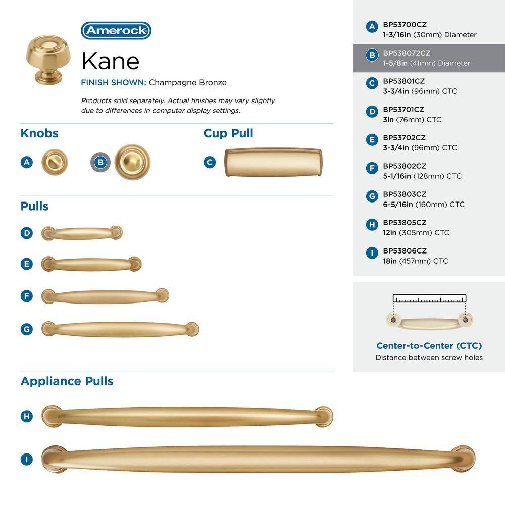 Kane 1-5/8 inch Champagne Bronze Round Cabinet Knob