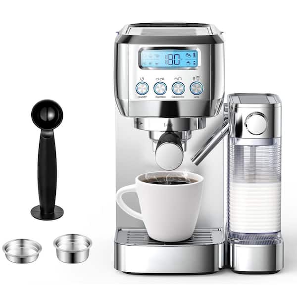 amzchef 14-Cup Espresso Machine, 20-Bar 2-in-1 Grinder and Coffee Maker in  Stainless Steel, Upgraded Automatic Milk Frother CM16HD66