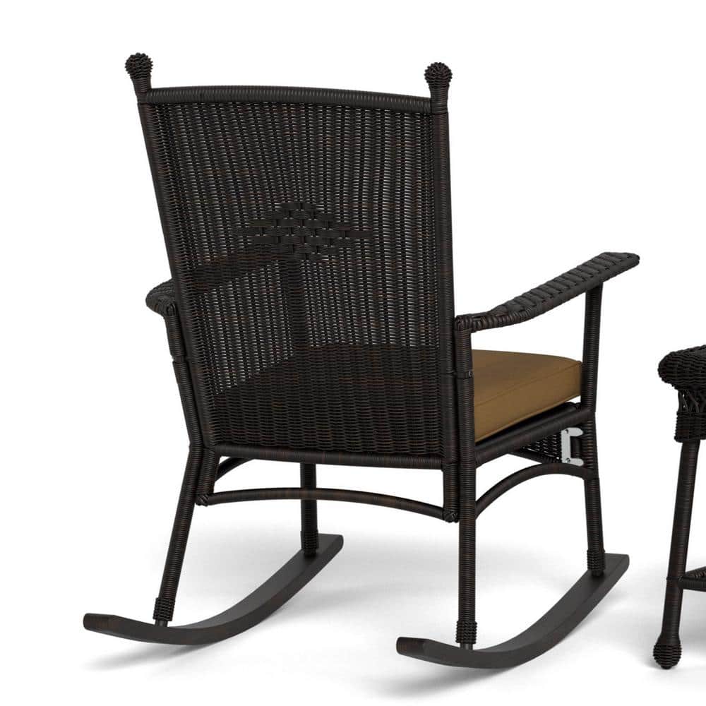 Portside Dark Roast Wicker Outdoor Rocking Chair with Cushions