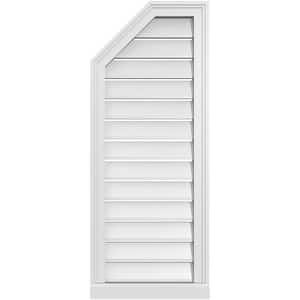 16 in. x 40 in. Octagonal Surface Mount PVC Gable Vent: Functional with Brickmould Sill Frame
