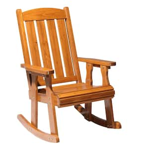 Teak Heavy Duty 600 lbs. Wood Outdoor Rocking with Ergonomic Design for Garden, Yard, Patio