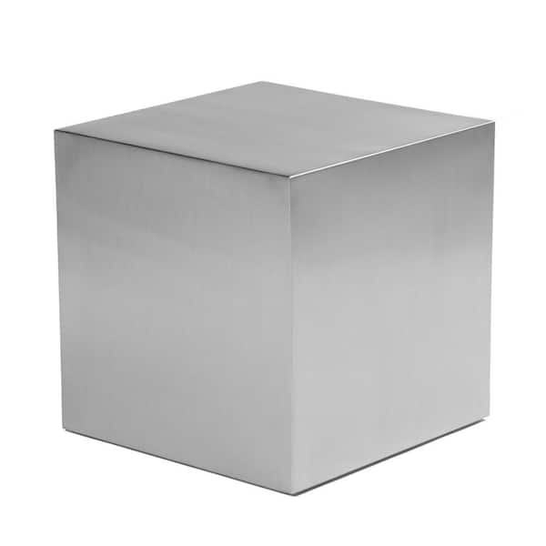 Benjara 20 in. Silver Square Metal End Table with Metal Frame