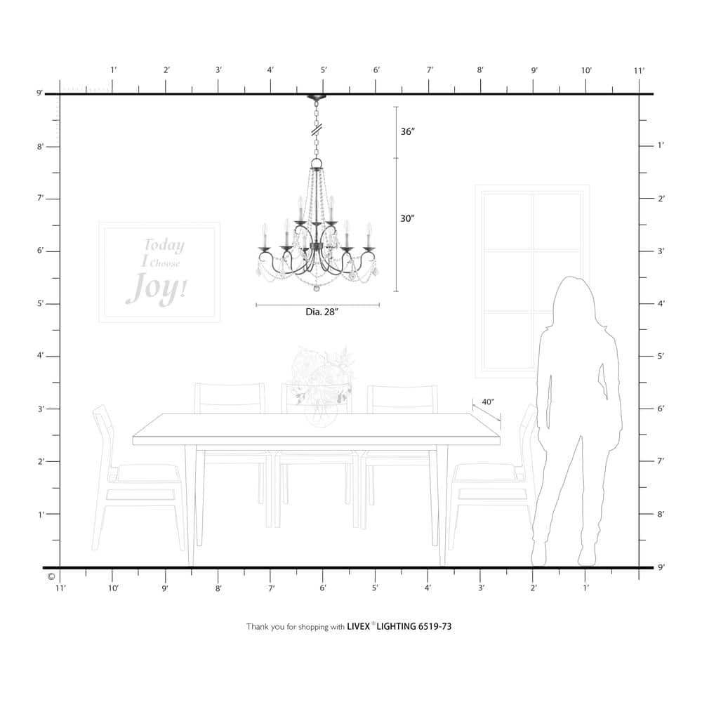 Antique Silver Leaf 9-Light Faux Crystal Chandelier