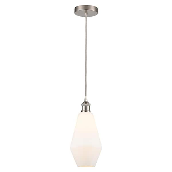 Cindyrella 60-Watt 1-Light Brushed Satin Nickel Shaded Mini Pendant Light with Painted Glass Shade