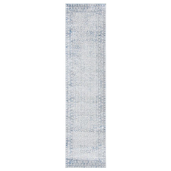 Brentwood 2 ft. x 6 ft. Ivory/Light Gray Multi-Border Geometric Runner Rug