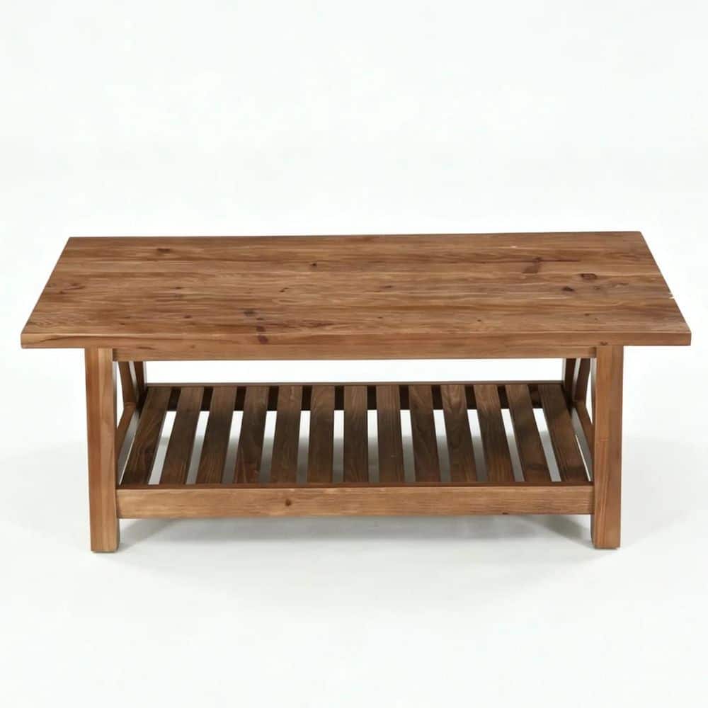 Allan 47.24 in. Brown Rectangle Solid Wood Coffee Table with Storage Shelf for Livnig Room price history on PriceWatchPro