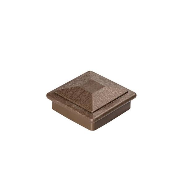 Angel Sar 3.5 in. x 3.5 in. Brown Wood Fence Post Caps, Keep Post from Cracking and Rotting (4-Pack)