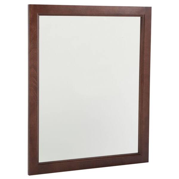 Glacier Bay Regency 31 in. x 26 in. Framed Wall Mirror in Auburn REWM26AU The Home Depot
