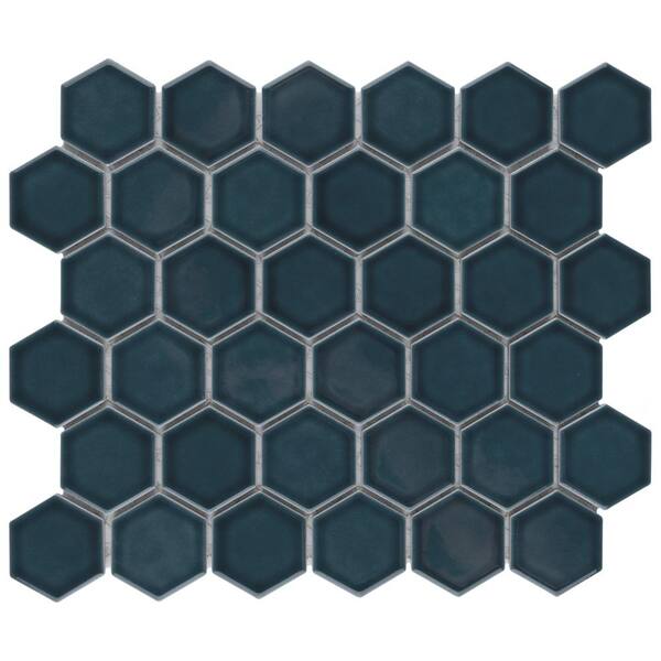 Tribeca 2 in. Hex Glacier Blue 12-5/8 in. x 11-1/8 in. Porcelain Mosaic Floor and Wall Tile (9.96 sq. ft./Case)