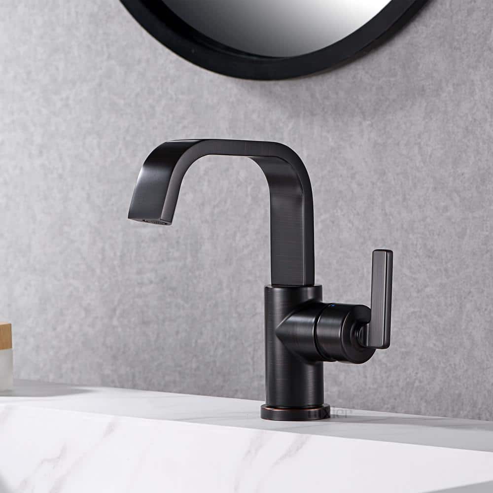 Oil Rubbed Bronze Single Hole Bathroom Faucet with Drain Assembly