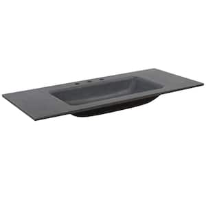 49 in. W x 22 in. D Concrete Vanity Top with Center Rectangle Sink in Black