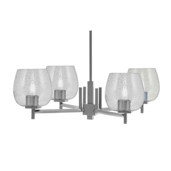 Unbranded Bridgewater 28 in. 4 Light Graphite Chandelier with 6 in. Smoke Bubble Glass Shades, No Bulbs Included