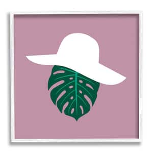"Tropical Fashion Monstera Leaf Floppy Hat" by Atelier Poster Framed Abstract Wall Art Print 17 in. x 17 in.