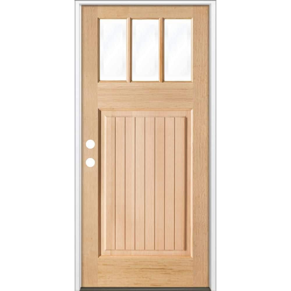36 in. x 80 in. Craftsman 3 Lite V Groove Unfinished Stain Right-Hand/Inswing Hemlock Prehung Front Door price history on PriceWatchPro