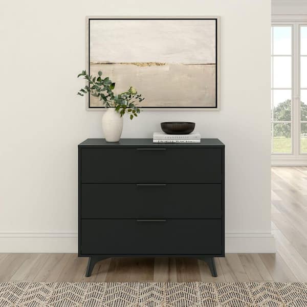 Haven 3-Drawer Dresser with Pull Handles - Black