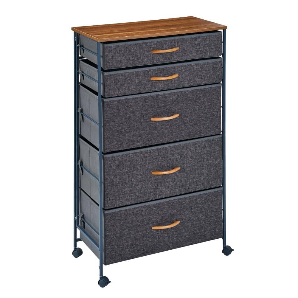 DANYA B Ciana Gray 5Drawer Storage Dresser with Casters SC5823 The Home Depot