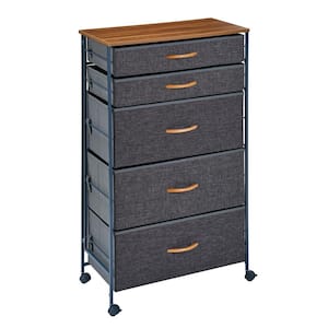 Ciana Gray 5-Drawer Storage Dresser with Casters