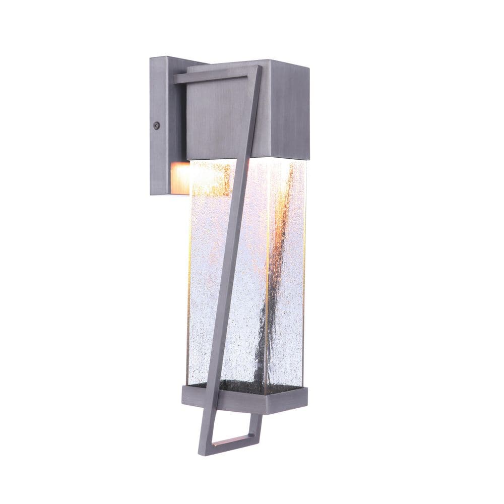 Brushed Titanium LED Outdoor Wall Lantern with Clear Seeded Glass