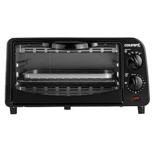 4-Slice Countertop Toaster Oven, Functions to Toast, Bake, and Broil - Black