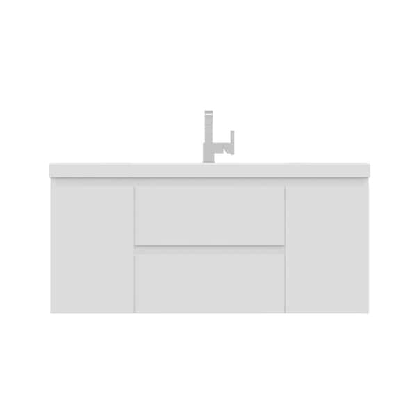 Alya Bath Paterno 48 in. W x 19 in. D Wall Mount Bath Vanity in White with Acrylic Vanity Top in White with White Basin