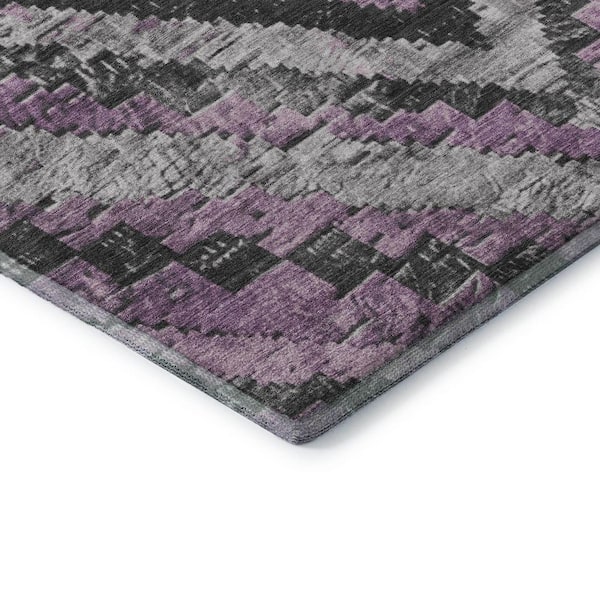 Mayfield Premium Machine Washable Abstract AMF1890 Lavender 2 ft. 3 in. x 7 ft. 6 in. Runner Rug