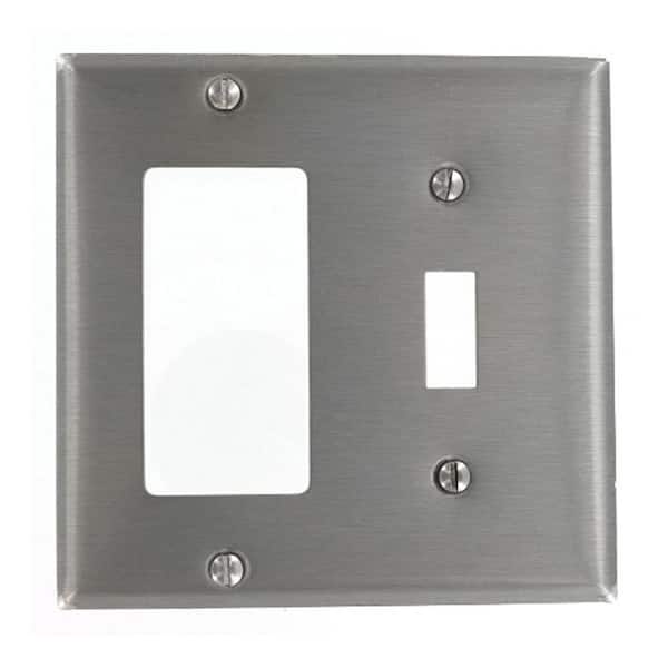 Leviton Stainless Steel 2-Gang 1-Toggle/1-Decorator/Rocker Wall Plate (1-Pack)