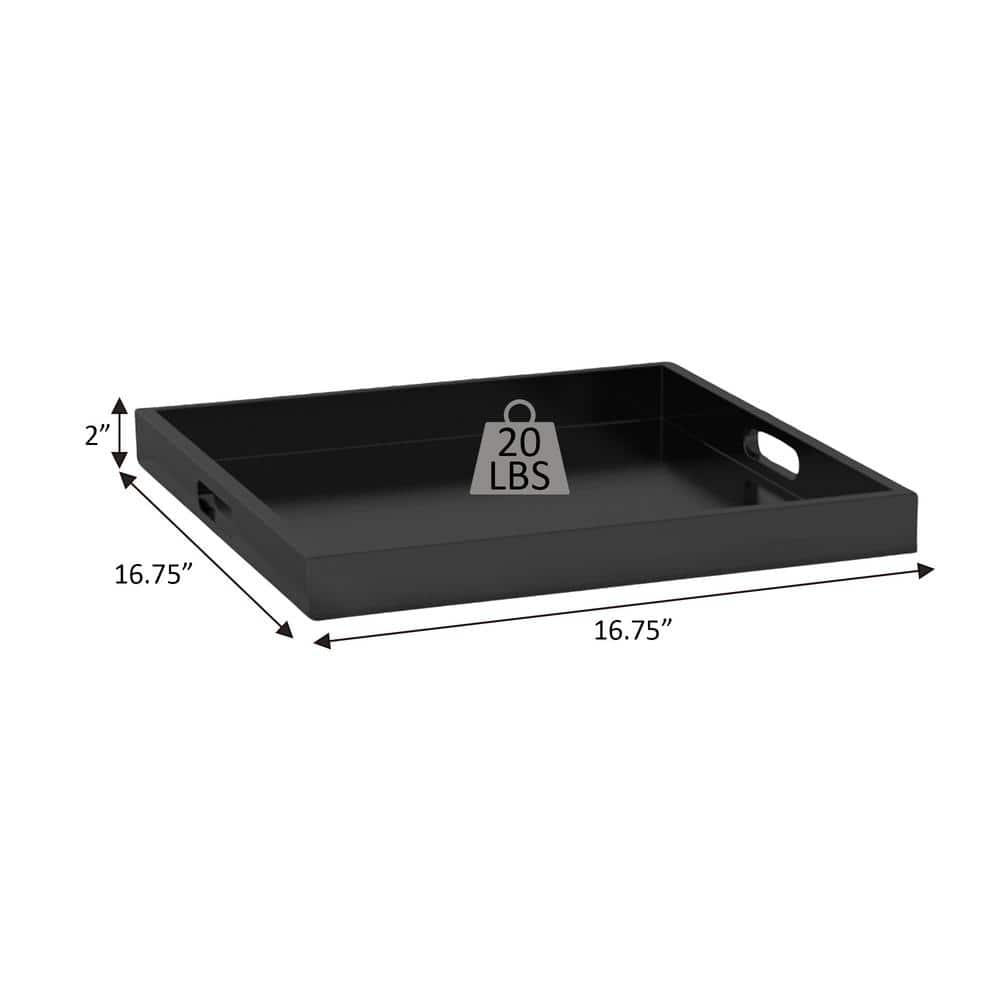 Gray 17" Square Wooden Serving Tray with Cut Out Handles