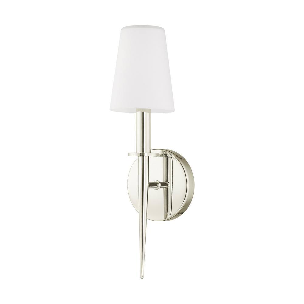 Polished Nickel Wall Sconce with Opal White Glass Shade