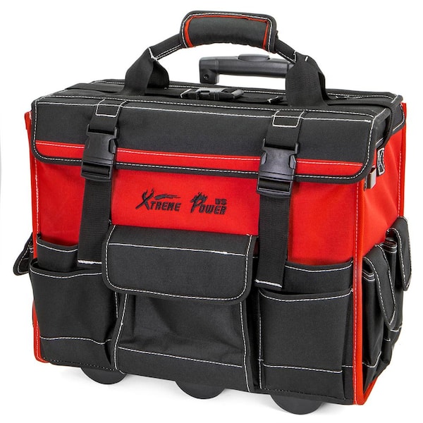 11 in. x 18 in. Jobsite Rolling Tote Tool Bag Storage Organizer Backpack