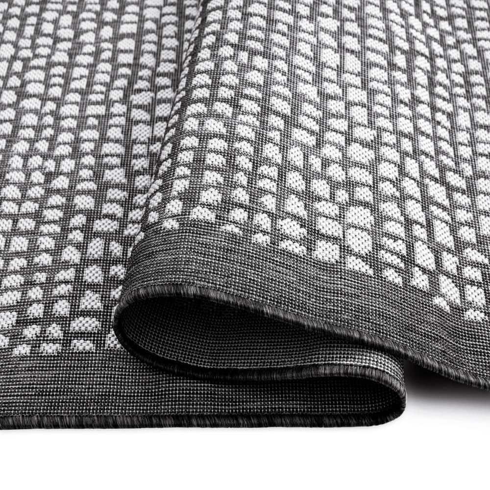 Reversible Black Synthetic 8' x 10' Easy Care Area Rug