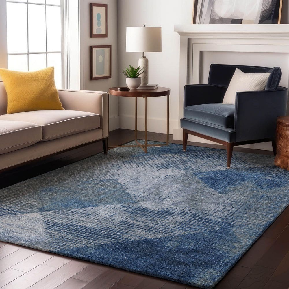 Mayfield Premium Machine Washable Abstract AMF1065 Blue 3 ft. x 5 ft. Area Rug price history on PriceWatchPro