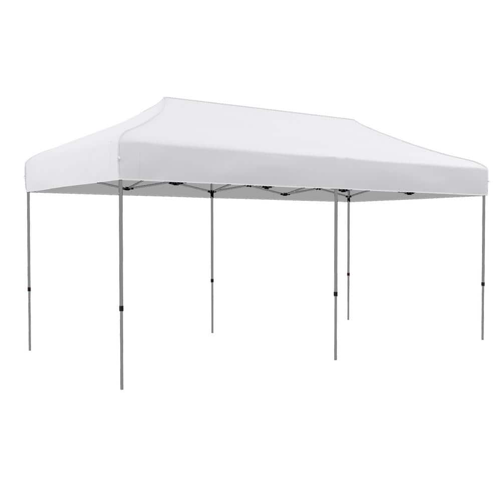10 ft. x 20 ft. White Pop-up Instant Canopy Tent, Sun Shelter with Adjustab