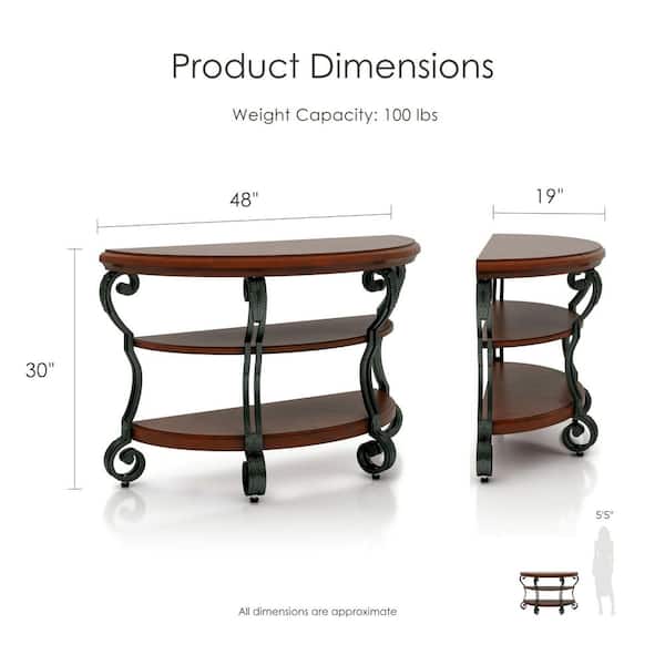 Furniture of America Nestillia 48 in. Brown Half-Circle Wood