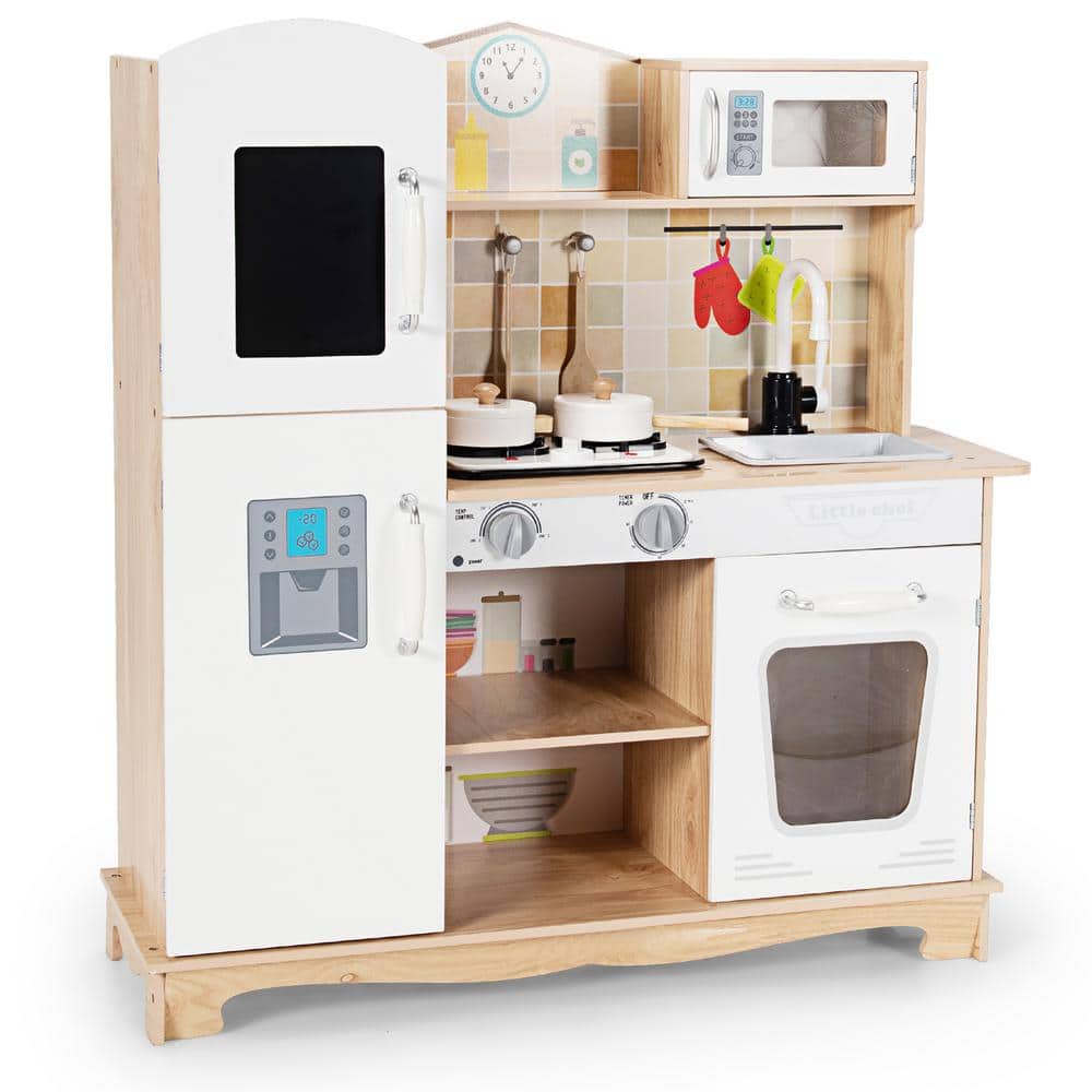 Costway Wooden Kids Pretend Kitchen Playset Cooking Play Toy with