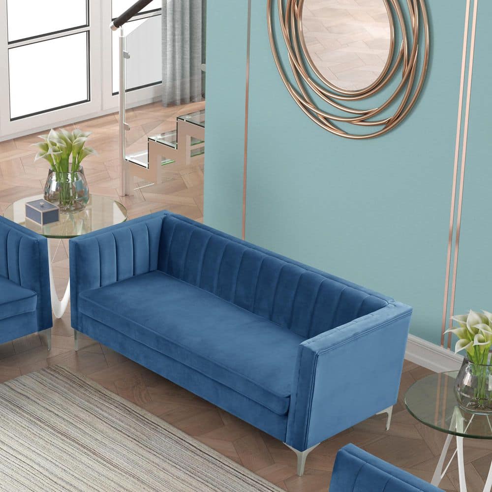 Morden Fort 71 Wide Square Arm Velvet Mid-Century Rectangle