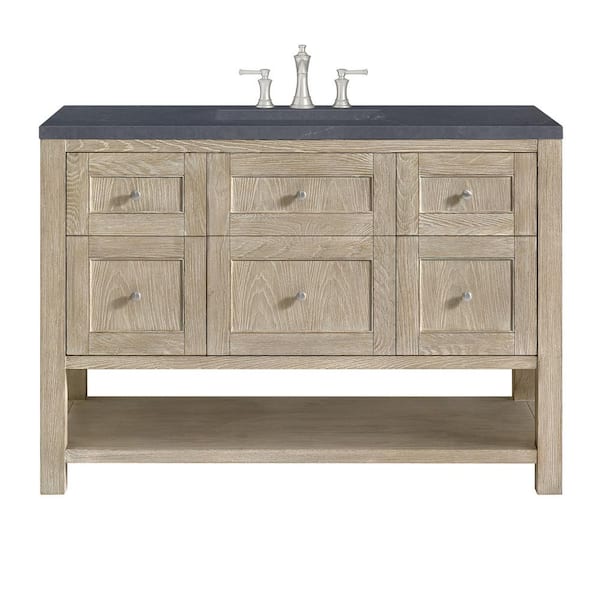 James Martin Vanities Breckenridge 48.0 in. W x 23.5 in. D x 34.18 in. H Single Bath Vanity Whitewashed Oak and Charcoal Soapstone Quartz Top