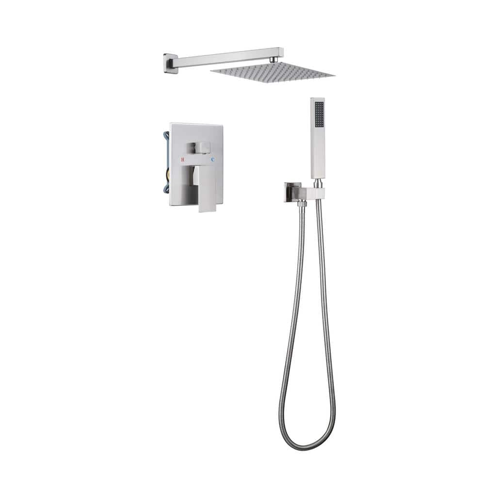 Boyel Living 1-Spray Patterns Single-Handle 2.5 GPM 10 in. Wall Mount Dual Shower Heads in Brushed Nickel