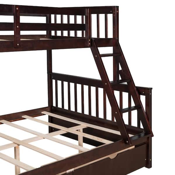 Harper & Bright Designs Espresso Twin Over Full Wood Bunk