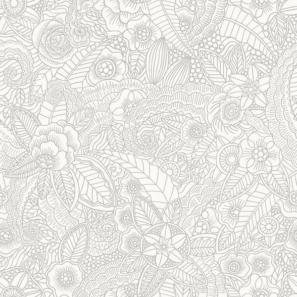 ESTA Home Schunard Off-White Floral Paper Strippable Wallpaper (Covers 56.4 sq. ft.)