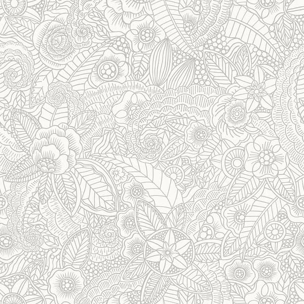 ESTA Home Schunard Off-White Floral Off-White Wallpaper Sample