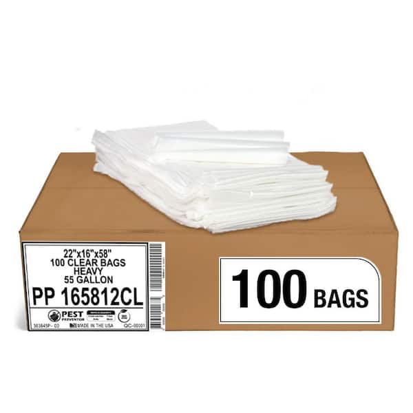 55 - 60 Gal Clear Trash Bags - (Huge 100 Pack) - 38 in. x 58 in. - 1.2 MIL - Heavy Duty Clear Garbage Bags