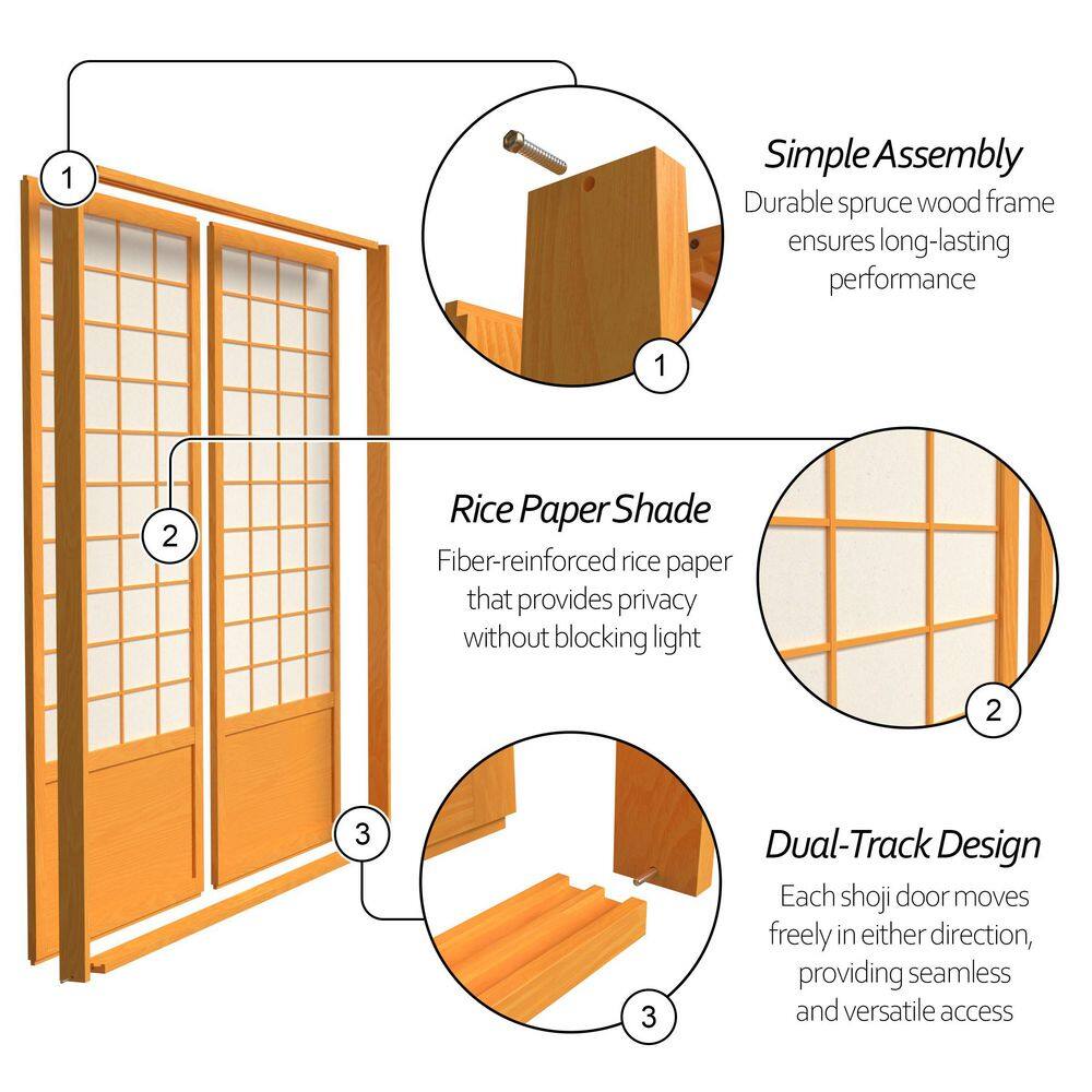 Zen Shoji Sliding Door Kit with Rice Paper Panels