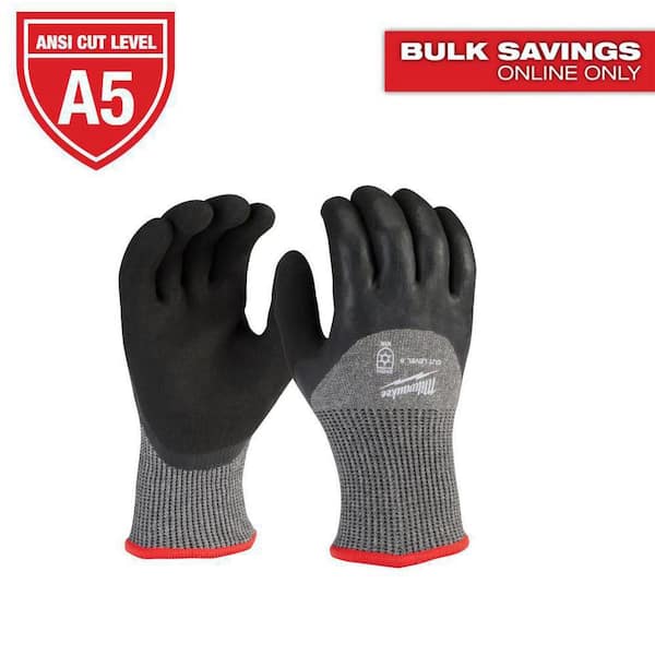 Small Red Latex Level 5 Cut Resistant Insulated Winter Dipped Work Gloves