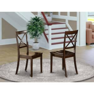 Cappuccino Wooden Seat Cross Back Dining Chair (Set of 2)