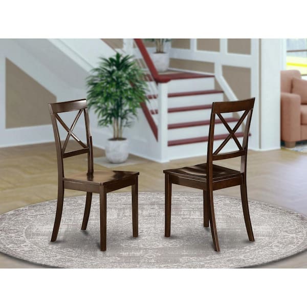 HOME IMPORTS EMPORIUM Cappuccino Wooden Seat Cross Back Dining Chair (Set of 2)